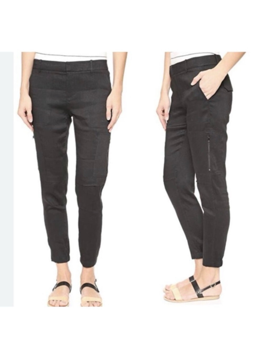 Vince Black Zip-Pocket Cargo Joggers